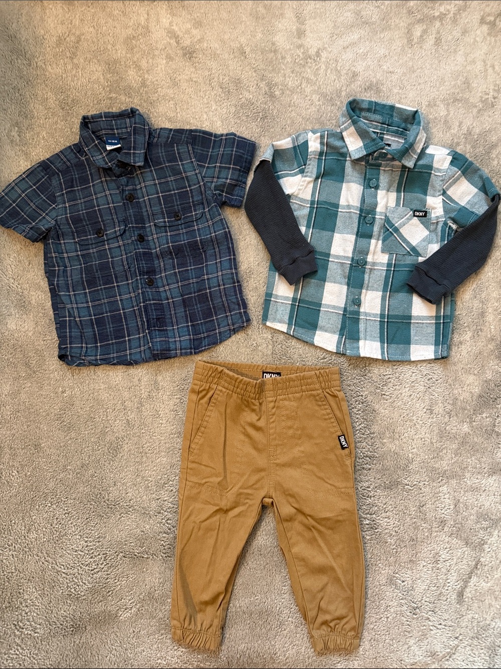 DKNY Teal & Navy Plaid Button-Down Shirt - Kids